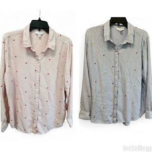 Time and Tru Striped Button-Down Long Sleeve Shirts